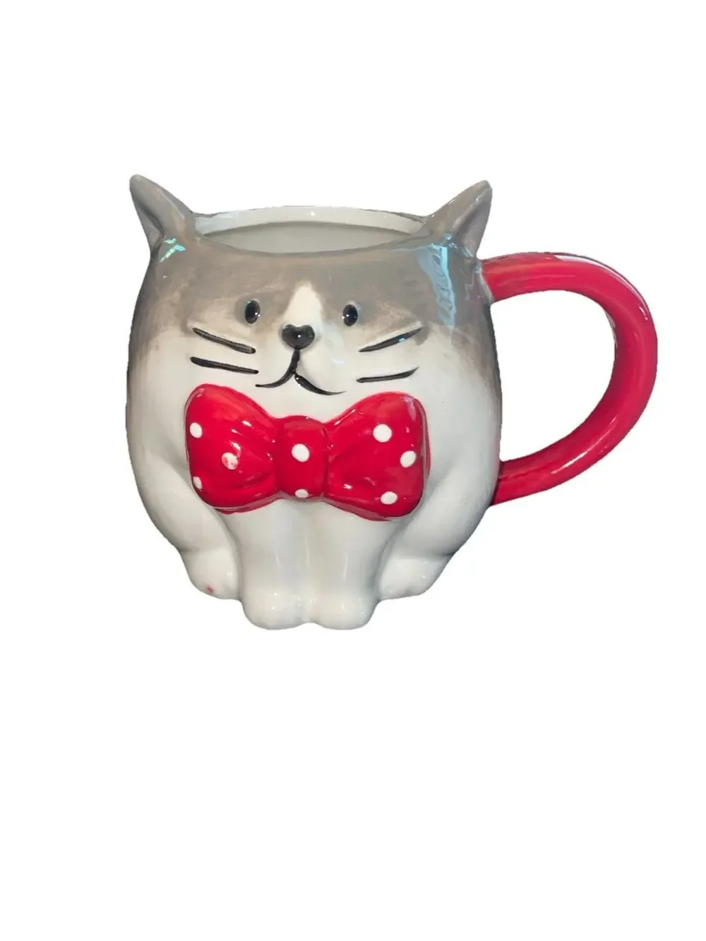 2023 Target Wondershop Cat with Polka Dot Bow Tie Coffee Tea Earthenware Mug